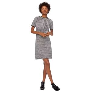 NWT Tory Burch Embellished Fringe in Silver Tweed Dress Size Small